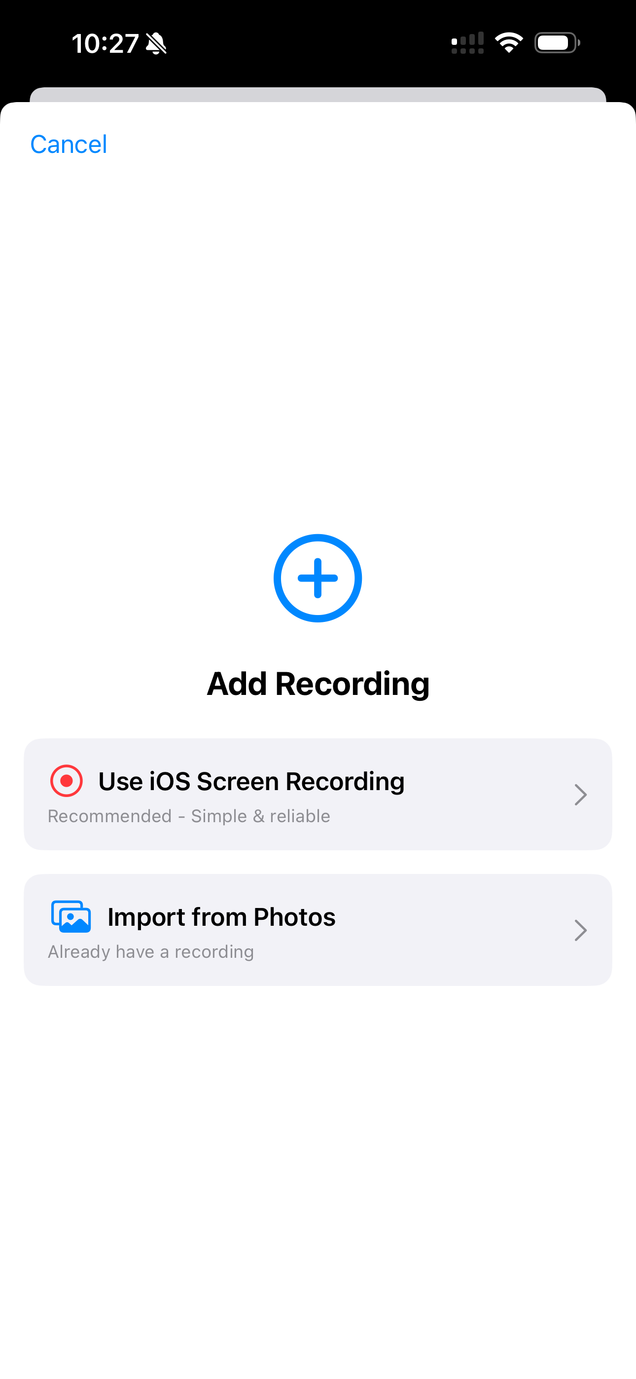 Start a screen recording in the FQO.US app